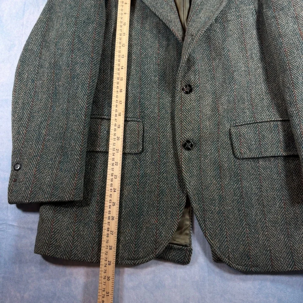Palm Beach Harris Tweed Blazer Mens Brown Good Herringbone Wool Sport Coat